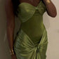 Green vintage fashion elegant long satin prom dress, evening dress, party dress nv3695