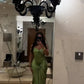 Green vintage fashion elegant long satin prom dress, evening dress, party dress nv3695