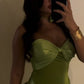 Green vintage fashion elegant long satin prom dress, evening dress, party dress nv3695