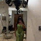 Green vintage fashion elegant long satin prom dress, evening dress, party dress nv3695