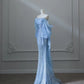 Blue beautiful fashion exquisite beaded long tulle floor-length prom dress evening dress birthday party dress nv3733