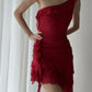 Red ruffled sleeveless short prom dress homecoming dress nv1956