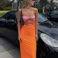 Colorful Off-shoulder Sleeveless Side Slit Mermaid Long Ball Gown Evening Dress nv1878