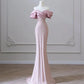 Pink Simple Mermaid Off-shoulder Sequined Long Ball Gown Evening Dress nv1918