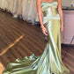 Green off the shoulder satin long high slit formal party dress evening gown prom dress nv2099