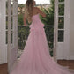 Pink Gorgeous Elegant Off-the-shoulder Exquisite 3D Flowers Tulle Slit Long Mermaid Ball Gown Evening Dress nv3600