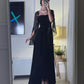 Unique black off-the-shoulder detachable sleeves long ball gown evening dress nv1922