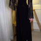 Unique black off-the-shoulder detachable sleeves long ball gown evening dress nv1922