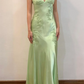 Sage Green Vintage V Neck Beaded Long Party Dress Evening Gown Prom Dress nv2045