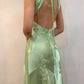 Sage Green Vintage V Neck Beaded Long Party Dress Evening Gown Prom Dress nv2045