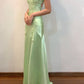 Sage Green Vintage V Neck Beaded Long Party Dress Evening Gown Prom Dress nv2045