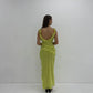 Green shoulder strap ruffled long slit party dress evening gown ball gown nv1863