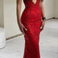 Red sexy sequined mermaid long prom dress party dress evening dress nv1926