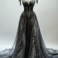 Black fashion elegant exquisite lace long tulle floor-length ball gown evening dress wedding dress nv3770