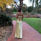 Lemon Yellow Extraordinary Charm Satin Halter Long Dress Spaghetti Straps Elegant Evening Dress Ball nv1667