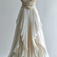 Ivory Elegant V Neck Exquisite Beaded A-Line Long Tulle Ball Gown Evening Gown Wedding Dress nv3459