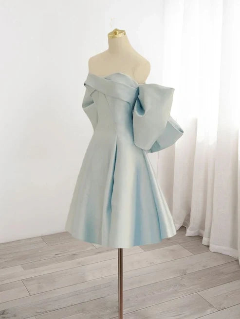 Blue sweetheart neck satin homecoming dress prom dress evening dress party dress nv1854