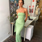 Green solid color simple tight strapless prom dress evening dress party dress nv1937