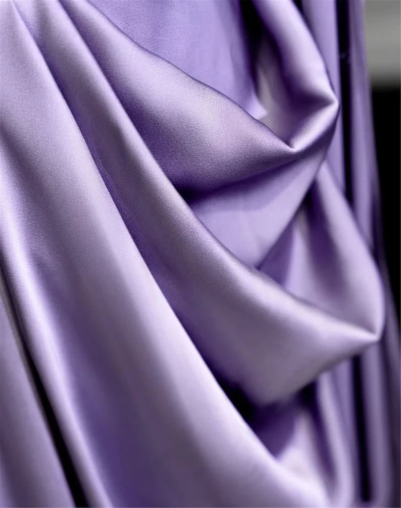 Elegant A Line Purple Satin Long Prom Dresses Formal Party Gown nv1644