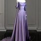 Elegant A Line Purple Satin Long Prom Dresses Formal Party Gown nv1644