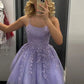 Lilac A-Line Homecoming Dress Applique Tulle Cocktail Gown nv1599