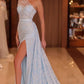 Luxury One Shoulder Slit Sequin Ball Gown Sexy Evening Dress nv1910