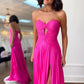 Hot Pink Strapless Keyhole Pleated A-Line Prom Dress nv1645