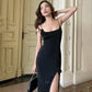 Black rose sexy suspenders three-dimensional slit dress evening dress prom dress nv1889