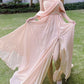 Pink Chiffon Long Prom Dresses, Pink Formal Evening Party Dress nv1531