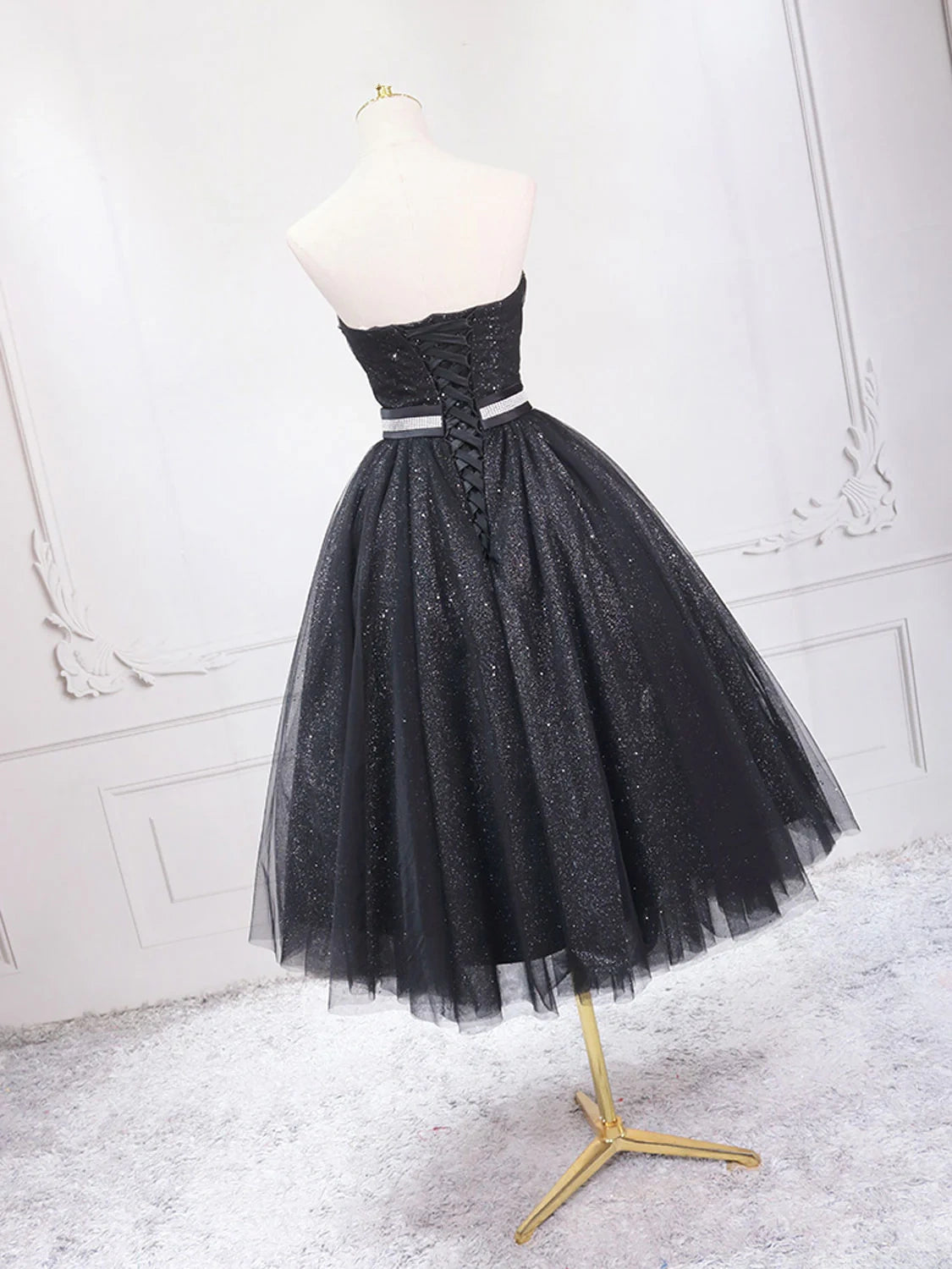 A-line sweetheart neckline black short prom dress formal evening dress homecoming dress birthday dress nv2116