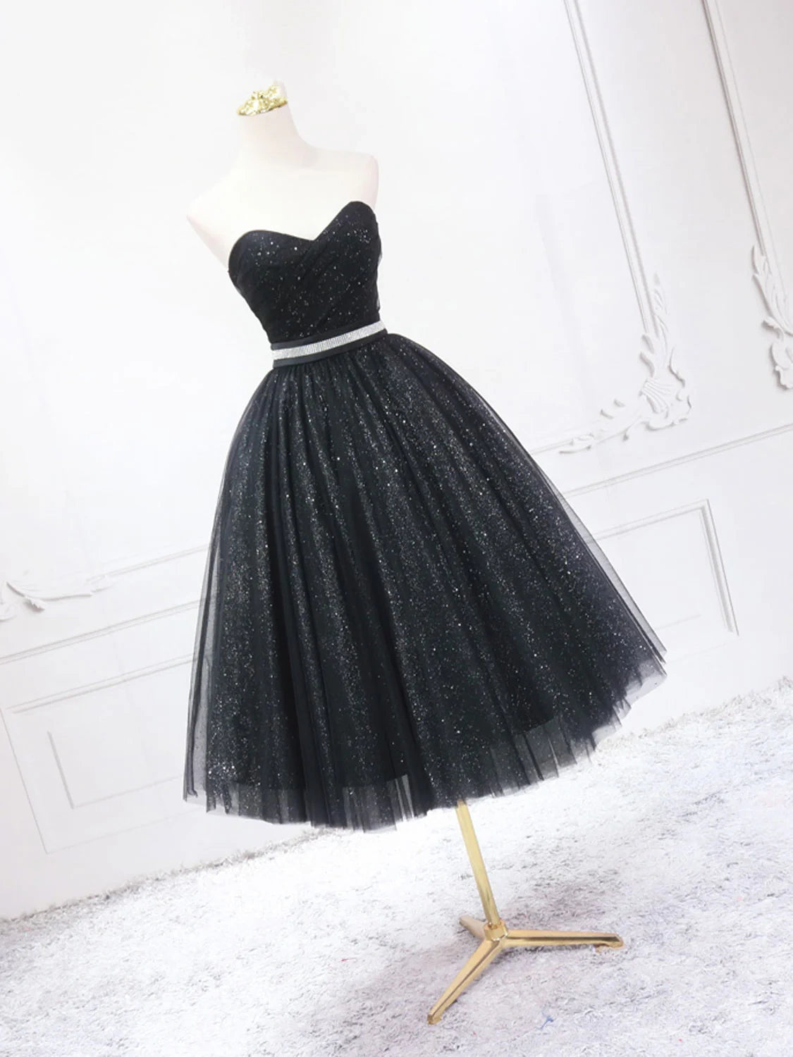 A-line sweetheart neckline black short prom dress formal evening dress homecoming dress birthday dress nv2116