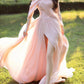 Pink Chiffon Long Prom Dresses, Pink Formal Evening Party Dress nv1531