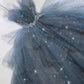 Blue gorgeous shiny elegant applique long tulle ball gown evening gown graduation dress nv55