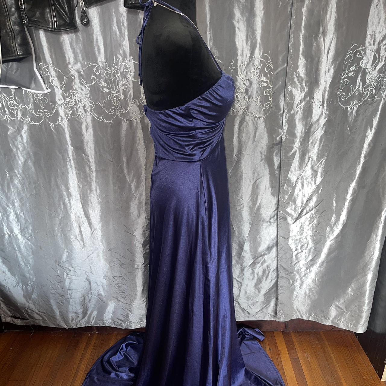 Blue simple fashion elegant V-neck sling long satin ball gown, evening dress, party dress nv3688