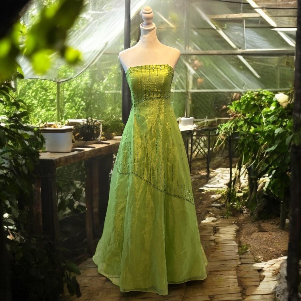 Green Classy Pretty Fashion Elegant Exquisite Beaded Long Tulle Satin Ball Gown Evening Dress Birthday Party Dress nv3730