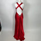 Red beautiful elegant fashion exquisite beaded spaghetti straps long satin slit ball gown evening dress party dress nv3728