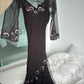 Black stylish elegant exquisite floral spaghetti strap long chiffon ball gown evening dress with jacket nv3425