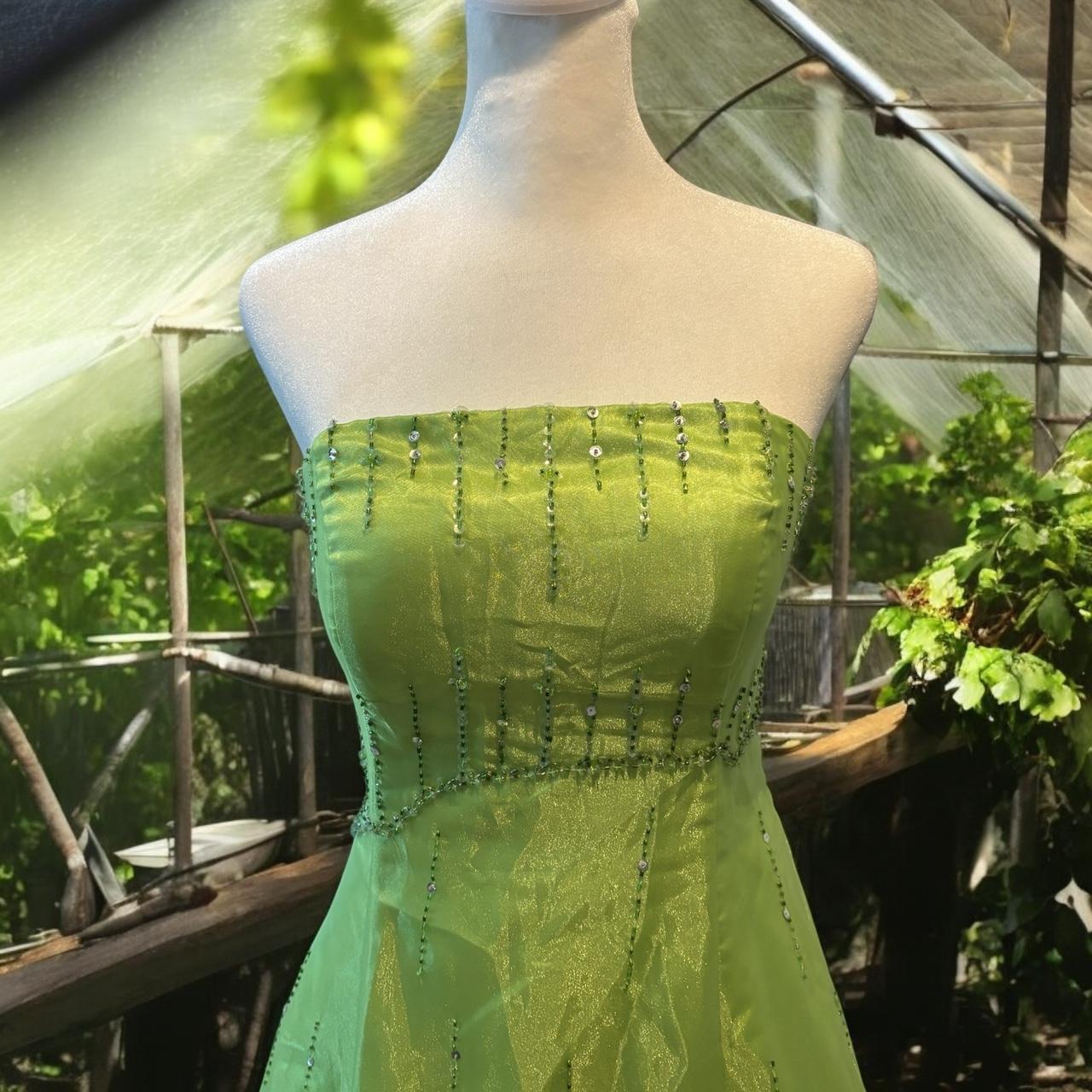 Green Classy Pretty Fashion Elegant Exquisite Beaded Long Tulle Satin Ball Gown Evening Dress Birthday Party Dress nv3730