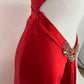 Red beautiful elegant fashion exquisite beaded spaghetti straps long satin slit ball gown evening dress party dress nv3728