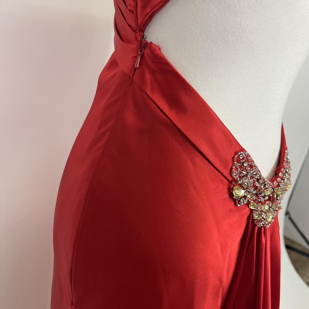 Red beautiful elegant fashion exquisite beaded spaghetti straps long satin slit ball gown evening dress party dress nv3728