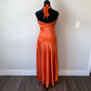 Orange Pretty Fashion Exquisite Beaded Suspender Long Satin Ruffle prom dress Evening Dress Birthday Party Dress nv3732