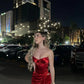 Red simple elegant slim strapless birthday dress homecoming dress party dress evening dress nv2328