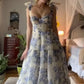 Beautiful floral print chiffon elegant long prom dress evening gown party dress nv37