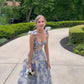 Beautiful floral print chiffon elegant long prom dress evening gown party dress nv37