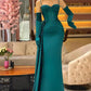 Dark Green Elegant Mermaid Long Spaghetti Strap Ball Gown with Ruffles nv1980