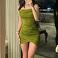 Simple tight olive green birthday dress birthday costume prom dress party dress homecoming dress nv1957