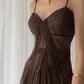 Vintage A Line Straps Floor Length Brown Prom Dresses nv1696