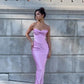 Pink Simple Mermaid Strap Ball Gown Birthday Dress Evening Dress nv1981