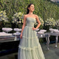 Mint Green Elegant Long Off Shoulder Ball Gown Evening Dress nv2924