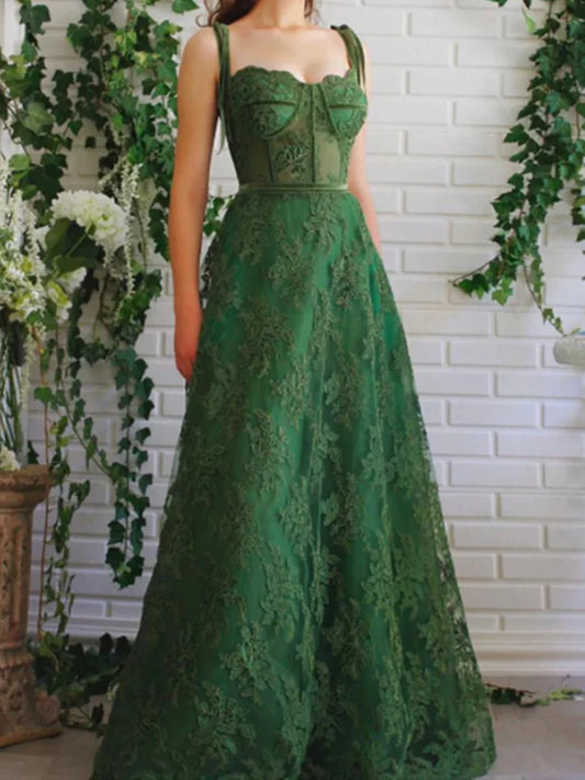 Green Lace Long Formal Graduation Dresses Birthday Outfits  nv1654